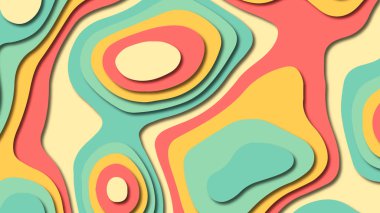 Kağıt Sanat karikatür soyut dalgalar. Kağıt arka plan bölmek. Modern origami tasarım şablonu. Kağıt arka plan kes. Soyut gerçekçi kağıt dekorasyon dokulu tasarımı için