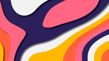 Kağıt Sanat karikatür soyut dalgalar. Kağıt arka plan bölmek. Modern origami tasarım şablonu. Kağıt arka plan kes. Soyut gerçekçi kağıt dekorasyon dokulu tasarımı için