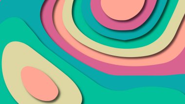 Kağıt Sanat karikatür soyut dalgalar. Kağıt arka plan bölmek. Modern origami tasarım şablonu. Kağıt arka plan kes. Soyut gerçekçi kağıt dekorasyon dokulu tasarımı için