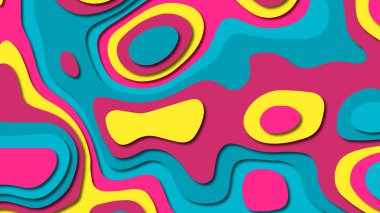 Kağıt Sanat karikatür soyut dalgalar. Kağıt arka plan bölmek. Modern origami tasarım şablonu. Kağıt arka plan kes. Soyut gerçekçi kağıt dekorasyon dokulu tasarımı için