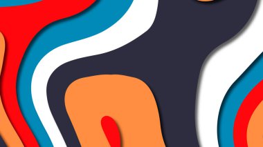 Kağıt Sanat karikatür soyut dalgalar. Kağıt arka plan bölmek. Modern origami tasarım şablonu. Kağıt arka plan kes. Soyut gerçekçi kağıt dekorasyon dokulu tasarımı için