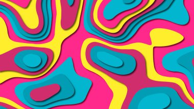 Kağıt Sanat karikatür soyut dalgalar. Kağıt arka plan bölmek. Modern origami tasarım şablonu. Kağıt arka plan kes. Soyut gerçekçi kağıt dekorasyon dokulu tasarımı için