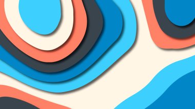 Kağıt Sanat karikatür soyut dalgalar. Kağıt arka plan bölmek. Modern origami tasarım şablonu. Kağıt arka plan kes. Soyut gerçekçi kağıt dekorasyon dokulu tasarımı için