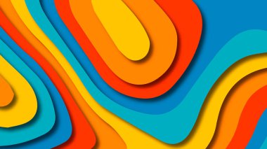 Kağıt Sanat karikatür soyut dalgalar. Kağıt arka plan bölmek. Modern origami tasarım şablonu. Kağıt arka plan kes. Soyut gerçekçi kağıt dekorasyon dokulu tasarımı için