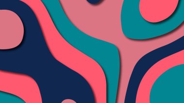 Kağıt Sanat karikatür soyut dalgalar. Kağıt arka plan bölmek. Modern origami tasarım şablonu. Kağıt arka plan kes. Soyut gerçekçi kağıt dekorasyon dokulu tasarımı için