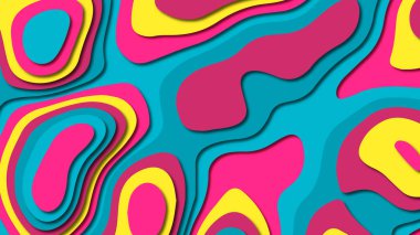 Kağıt Sanat karikatür soyut dalgalar. Kağıt arka plan bölmek. Modern origami tasarım şablonu. Kağıt arka plan kes. Soyut gerçekçi kağıt dekorasyon dokulu tasarımı için