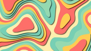 Kağıt Sanat karikatür soyut dalgalar. Kağıt arka plan bölmek. Modern origami tasarım şablonu. Kağıt arka plan kes. Soyut gerçekçi kağıt dekorasyon dokulu tasarımı için