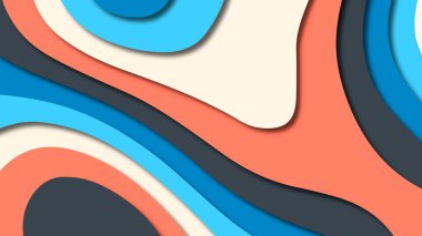 Kağıt Sanat karikatür soyut dalgalar. Kağıt arka plan bölmek. Modern origami tasarım şablonu. Kağıt arka plan kes. Soyut gerçekçi kağıt dekorasyon dokulu tasarımı için