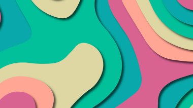 Kağıt Sanat karikatür soyut dalgalar. Kağıt arka plan bölmek. Modern origami tasarım şablonu. Kağıt arka plan kes. Soyut gerçekçi kağıt dekorasyon dokulu tasarımı için