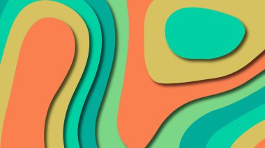 Kağıt Sanat karikatür soyut dalgalar. Kağıt arka plan bölmek. Modern origami tasarım şablonu. Kağıt arka plan kes. Soyut gerçekçi kağıt dekorasyon dokulu tasarımı için