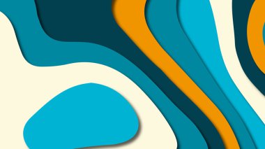 Kağıt Sanat karikatür soyut dalgalar. Kağıt arka plan bölmek. Modern origami tasarım şablonu. Kağıt arka plan kes. Soyut gerçekçi kağıt dekorasyon dokulu tasarımı için