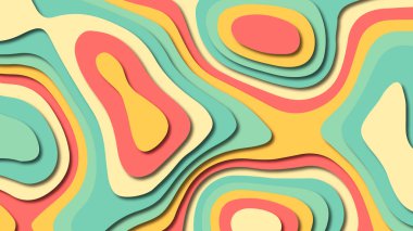 Kağıt Sanat karikatür soyut dalgalar. Kağıt arka plan bölmek. Modern origami tasarım şablonu. Kağıt arka plan kes. Soyut gerçekçi kağıt dekorasyon dokulu tasarımı için