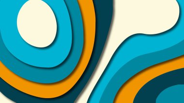 Kağıt Sanat karikatür soyut dalgalar. Kağıt arka plan bölmek. Modern origami tasarım şablonu. Kağıt arka plan kes. Soyut gerçekçi kağıt dekorasyon dokulu tasarımı için