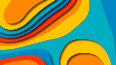 Kağıt Sanat karikatür soyut dalgalar. Kağıt arka plan bölmek. Modern origami tasarım şablonu. Kağıt arka plan kes. Soyut gerçekçi kağıt dekorasyon dokulu tasarımı için