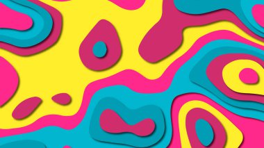 Kağıt Sanat karikatür soyut dalgalar. Kağıt arka plan bölmek. Modern origami tasarım şablonu. Kağıt arka plan kes. Soyut gerçekçi kağıt dekorasyon dokulu tasarımı için