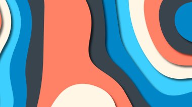 Kağıt Sanat karikatür soyut dalgalar. Kağıt arka plan bölmek. Modern origami tasarım şablonu. Kağıt arka plan kes. Soyut gerçekçi kağıt dekorasyon dokulu tasarımı için