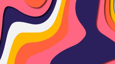 Kağıt Sanat karikatür soyut dalgalar. Kağıt arka plan bölmek. Modern origami tasarım şablonu. Kağıt arka plan kes. Soyut gerçekçi kağıt dekorasyon dokulu tasarımı için