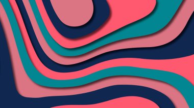 Kağıt Sanat karikatür soyut dalgalar. Kağıt arka plan bölmek. Modern origami tasarım şablonu. Kağıt arka plan kes. Soyut gerçekçi kağıt dekorasyon dokulu tasarımı için