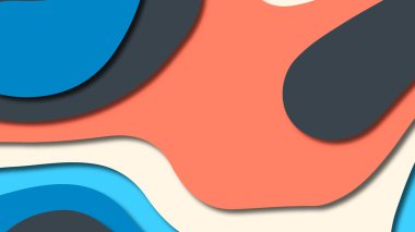 Kağıt Sanat karikatür soyut dalgalar. Kağıt arka plan bölmek. Modern origami tasarım şablonu. Kağıt arka plan kes. Soyut gerçekçi kağıt dekorasyon dokulu tasarımı için