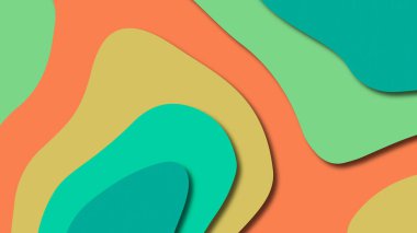 Kağıt Sanat karikatür soyut dalgalar. Kağıt arka plan bölmek. Modern origami tasarım şablonu. Kağıt arka plan kes. Soyut gerçekçi kağıt dekorasyon dokulu tasarımı için