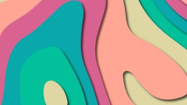 Kağıt Sanat karikatür soyut dalgalar. Kağıt arka plan bölmek. Modern origami tasarım şablonu. Kağıt arka plan kes. Soyut gerçekçi kağıt dekorasyon dokulu tasarımı için