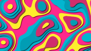 Kağıt Sanat karikatür soyut dalgalar. Kağıt arka plan bölmek. Modern origami tasarım şablonu. Kağıt arka plan kes. Soyut gerçekçi kağıt dekorasyon dokulu tasarımı için