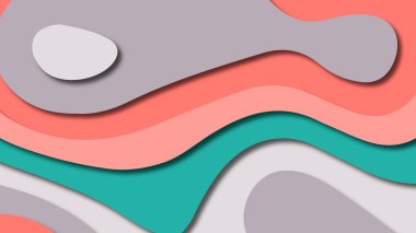 Kağıt Sanat karikatür soyut dalgalar. Kağıt arka plan bölmek. Modern origami tasarım şablonu. Kağıt arka plan kes. Soyut gerçekçi kağıt dekorasyon dokulu tasarımı için