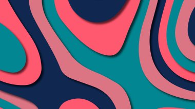 Kağıt Sanat karikatür soyut dalgalar. Kağıt arka plan bölmek. Modern origami tasarım şablonu. Kağıt arka plan kes. Soyut gerçekçi kağıt dekorasyon dokulu tasarımı için