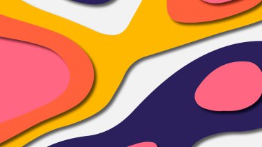 Kağıt Sanat karikatür soyut dalgalar. Kağıt arka plan bölmek. Modern origami tasarım şablonu. Kağıt arka plan kes. Soyut gerçekçi kağıt dekorasyon dokulu tasarımı için