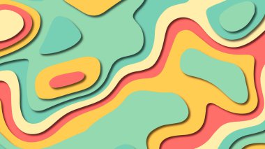 Kağıt Sanat karikatür soyut dalgalar. Kağıt arka plan bölmek. Modern origami tasarım şablonu. Kağıt arka plan kes. Soyut gerçekçi kağıt dekorasyon dokulu tasarımı için