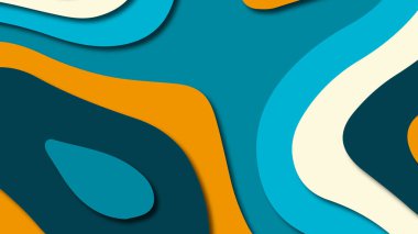 Kağıt Sanat karikatür soyut dalgalar. Kağıt arka plan bölmek. Modern origami tasarım şablonu. Kağıt arka plan kes. Soyut gerçekçi kağıt dekorasyon dokulu tasarımı için