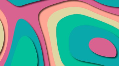 Kağıt Sanat karikatür soyut dalgalar. Kağıt arka plan bölmek. Modern origami tasarım şablonu. Kağıt arka plan kes. Soyut gerçekçi kağıt dekorasyon dokulu tasarımı için