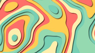 Kağıt Sanat karikatür soyut dalgalar. Kağıt arka plan bölmek. Modern origami tasarım şablonu. Kağıt arka plan kes. Soyut gerçekçi kağıt dekorasyon dokulu tasarımı için