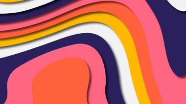 Kağıt Sanat karikatür soyut dalgalar. Kağıt arka plan bölmek. Modern origami tasarım şablonu. Kağıt arka plan kes. Soyut gerçekçi kağıt dekorasyon dokulu tasarımı için