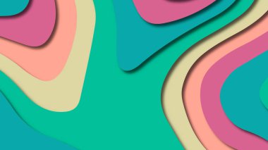 Kağıt Sanat karikatür soyut dalgalar. Kağıt arka plan bölmek. Modern origami tasarım şablonu. Kağıt arka plan kes. Soyut gerçekçi kağıt dekorasyon dokulu tasarımı için