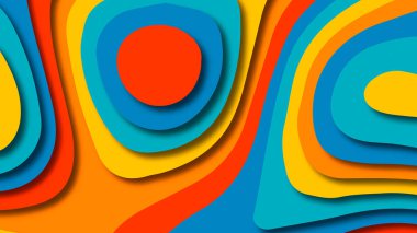 Kağıt Sanat karikatür soyut dalgalar. Kağıt arka plan bölmek. Modern origami tasarım şablonu. Kağıt arka plan kes. Soyut gerçekçi kağıt dekorasyon dokulu tasarımı için