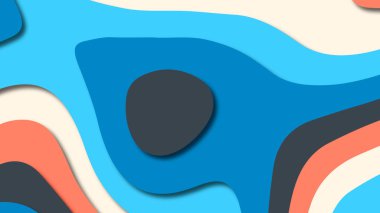 Kağıt Sanat karikatür soyut dalgalar. Kağıt arka plan bölmek. Modern origami tasarım şablonu. Kağıt arka plan kes. Soyut gerçekçi kağıt dekorasyon dokulu tasarımı için