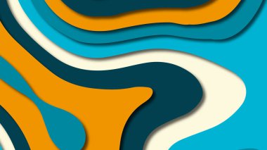 Kağıt Sanat karikatür soyut dalgalar. Kağıt arka plan bölmek. Modern origami tasarım şablonu. Kağıt arka plan kes. Soyut gerçekçi kağıt dekorasyon dokulu tasarımı için