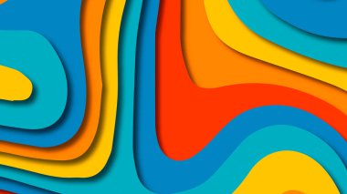 Kağıt Sanat karikatür soyut dalgalar. Kağıt arka plan bölmek. Modern origami tasarım şablonu. Kağıt arka plan kes. Soyut gerçekçi kağıt dekorasyon dokulu tasarımı için