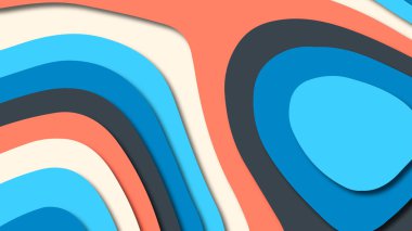 Kağıt Sanat karikatür soyut dalgalar. Kağıt arka plan bölmek. Modern origami tasarım şablonu. Kağıt arka plan kes. Soyut gerçekçi kağıt dekorasyon dokulu tasarımı için