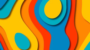 Kağıt Sanat karikatür soyut dalgalar. Kağıt arka plan bölmek. Modern origami tasarım şablonu. Kağıt arka plan kes. Soyut gerçekçi kağıt dekorasyon dokulu tasarımı için