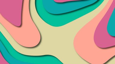 Kağıt Sanat karikatür soyut dalgalar. Kağıt arka plan bölmek. Modern origami tasarım şablonu. Kağıt arka plan kes. Soyut gerçekçi kağıt dekorasyon dokulu tasarımı için