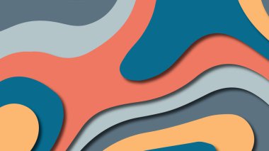 Kağıt Sanat karikatür soyut dalgalar. Kağıt arka plan bölmek. Modern origami tasarım şablonu. Kağıt arka plan kes. Soyut gerçekçi kağıt dekorasyon dokulu tasarımı için