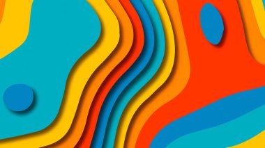 Kağıt Sanat karikatür soyut dalgalar. Kağıt arka plan bölmek. Modern origami tasarım şablonu. Kağıt arka plan kes. Soyut gerçekçi kağıt dekorasyon dokulu tasarımı için