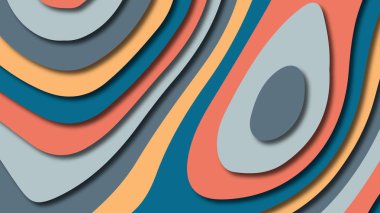 Kağıt Sanat karikatür soyut dalgalar. Kağıt arka plan bölmek. Modern origami tasarım şablonu. Kağıt arka plan kes. Soyut gerçekçi kağıt dekorasyon dokulu tasarımı için