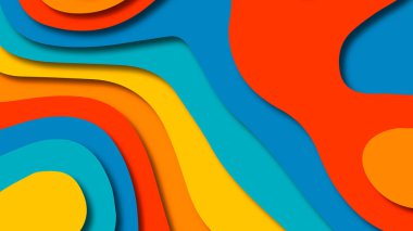 Kağıt Sanat karikatür soyut dalgalar. Kağıt arka plan bölmek. Modern origami tasarım şablonu. Kağıt arka plan kes. Soyut gerçekçi kağıt dekorasyon dokulu tasarımı için