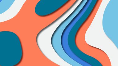 Kağıt Sanat karikatür soyut dalgalar. Kağıt arka plan bölmek. Modern origami tasarım şablonu. Kağıt arka plan kes. Soyut gerçekçi kağıt dekorasyon dokulu tasarımı için