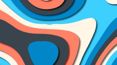 Kağıt Sanat karikatür soyut dalgalar. Kağıt arka plan bölmek. Modern origami tasarım şablonu. Kağıt arka plan kes. Soyut gerçekçi kağıt dekorasyon dokulu tasarımı için