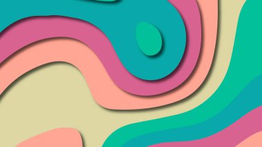 Kağıt Sanat karikatür soyut dalgalar. Kağıt arka plan bölmek. Modern origami tasarım şablonu. Kağıt arka plan kes. Soyut gerçekçi kağıt dekorasyon dokulu tasarımı için