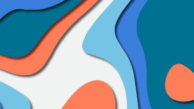 Kağıt Sanat karikatür soyut dalgalar. Kağıt arka plan bölmek. Modern origami tasarım şablonu. Kağıt arka plan kes. Soyut gerçekçi kağıt dekorasyon dokulu tasarımı için